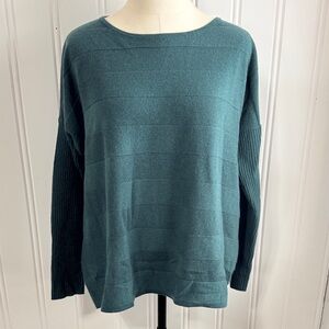 Wythe NY 100% Cashmere Teal Oversized Crew Neck Sweater size S